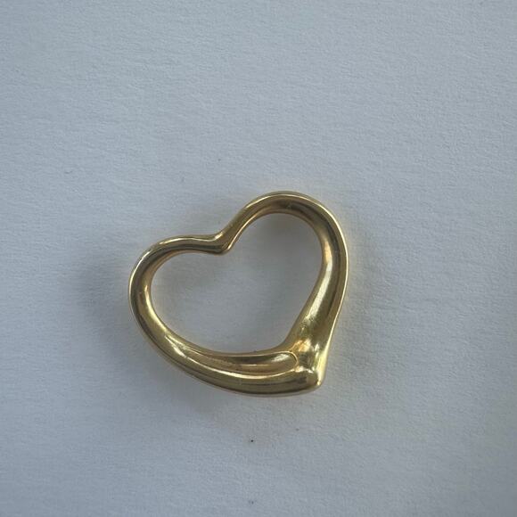 VINTAGE | Tiffany &. Co Elsa Peretti 18k Gold Open Heart Pendant 22mm - Picture 1 of 9